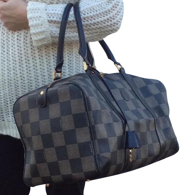 Fendi Boston Checker Board Black Pvc WeekendTravel Bag 