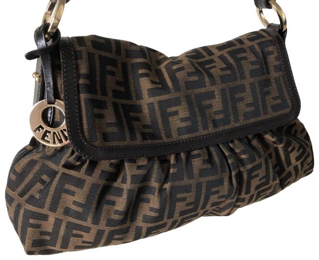 Fendi Chef Tobacco Ff Zucca Canvas Shoulder Bag 