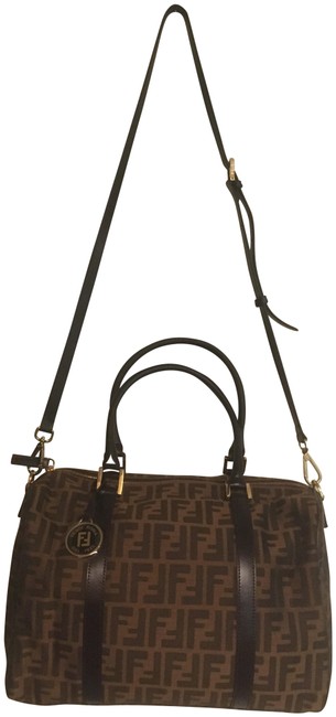 Fendi Chef Xxlg Brown Leather and Canvas WeekendTravel Bag 