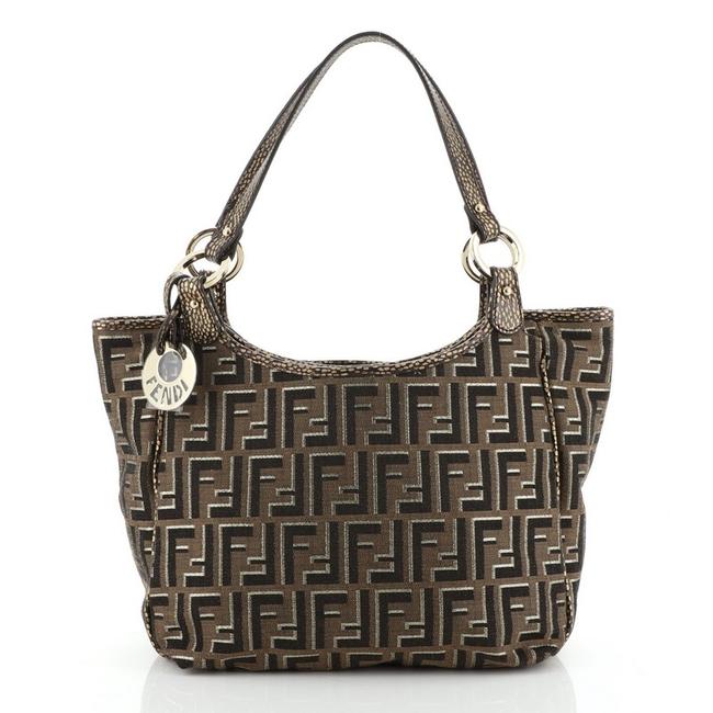 Fendi Chef Zucca Small Brown Canvas Plain Tote 