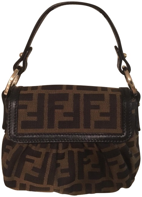 Fendi Chef Zucca Tobacco Purse Brown Leather Wristlet 