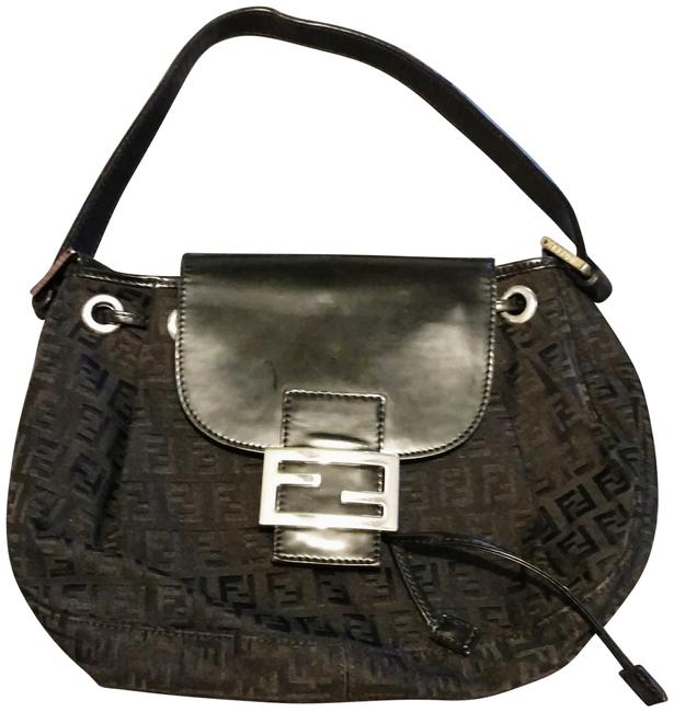 Fendi Classic Black Material Shoulder Bag 