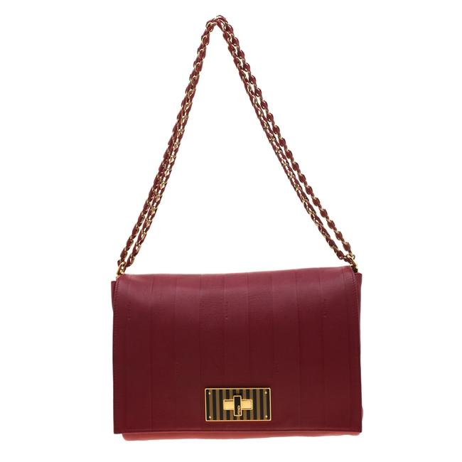 Fendi Claudia Large Red Leather Shoulder Bag 