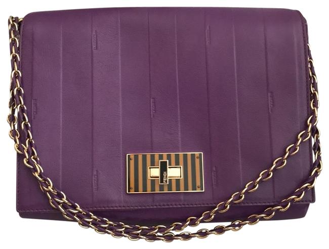Fendi Claudia Pequin Purple Leather Shoulder Bag 