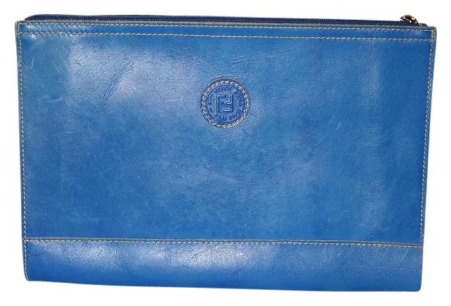 Fendi Clutch Blue Leather Shoulder Bag 
