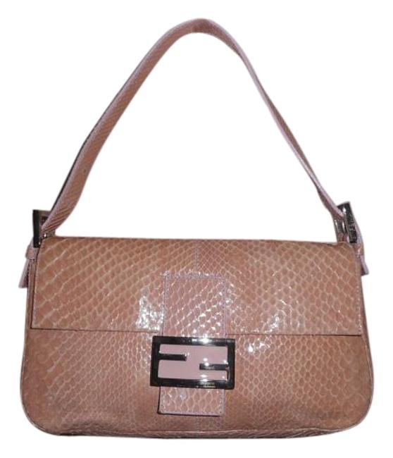 Fendi Collection Peach Snakeskin Shoulder Bag 
