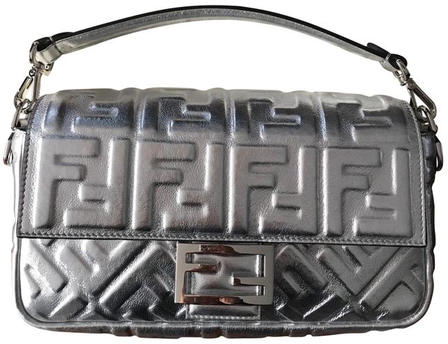Fendi Collectors Item Silver Leather Shoulder Bag 