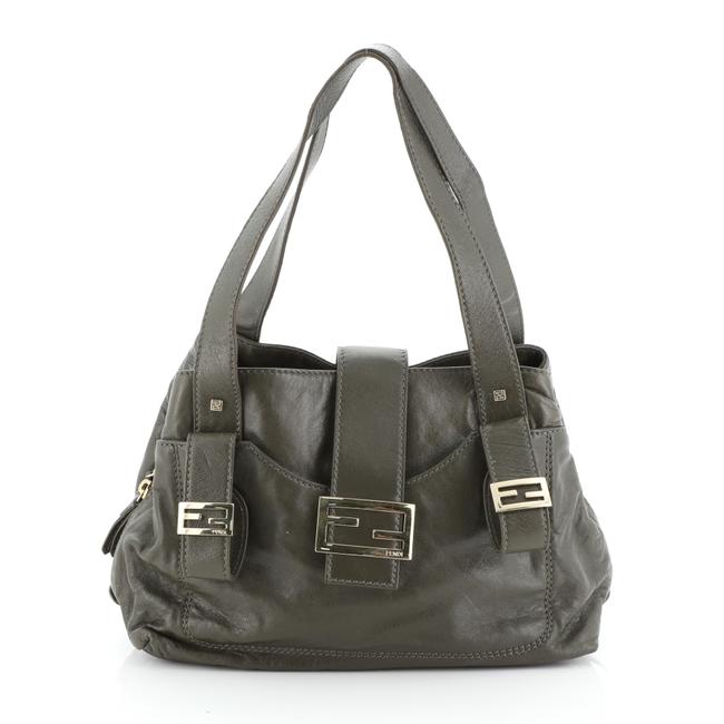 Fendi Compartment Medium Green Leather Shoulder Bag 