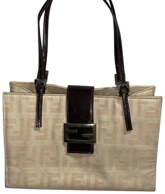 Fendi Cream Linen Zucca Ff Totebag Tote 