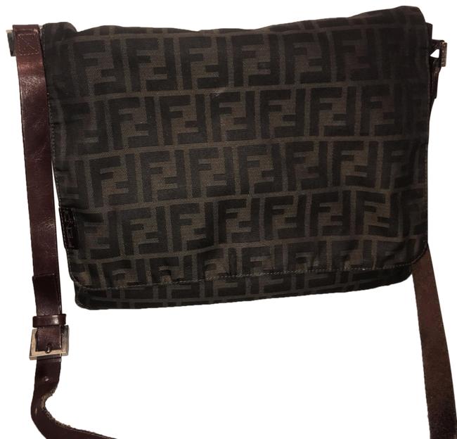 Fendi Crossbody Brown Zucca Canvas Messenger Bag 