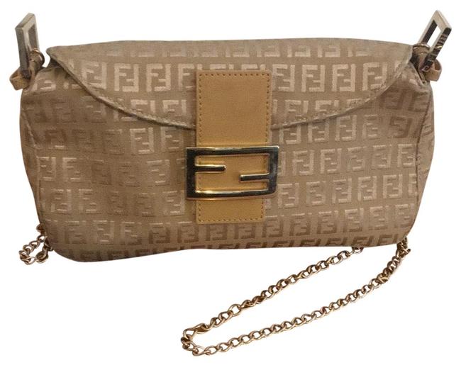 Fendi Crossbody GoldTan Canvas Baguette 