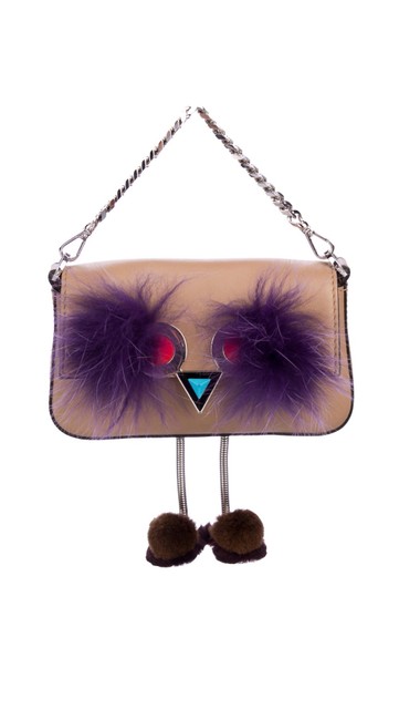 Fendi Crossbody Micro Hypnoteyes Tan Leather Shoulder Bag 