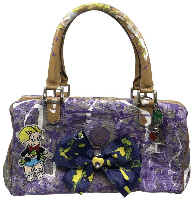 Fendi Customized Vintage PurpleTan Canvas Shoulder Bag 