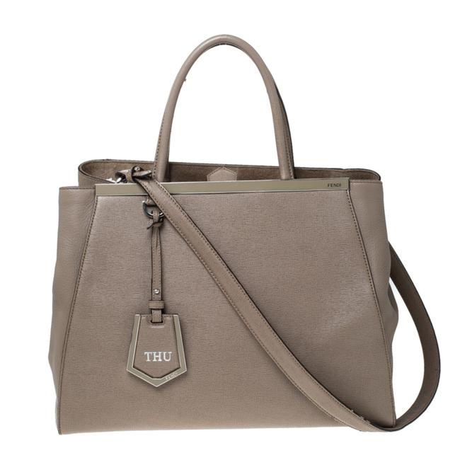 Fendi Dark Medium 2jours Beige Leather Tote 