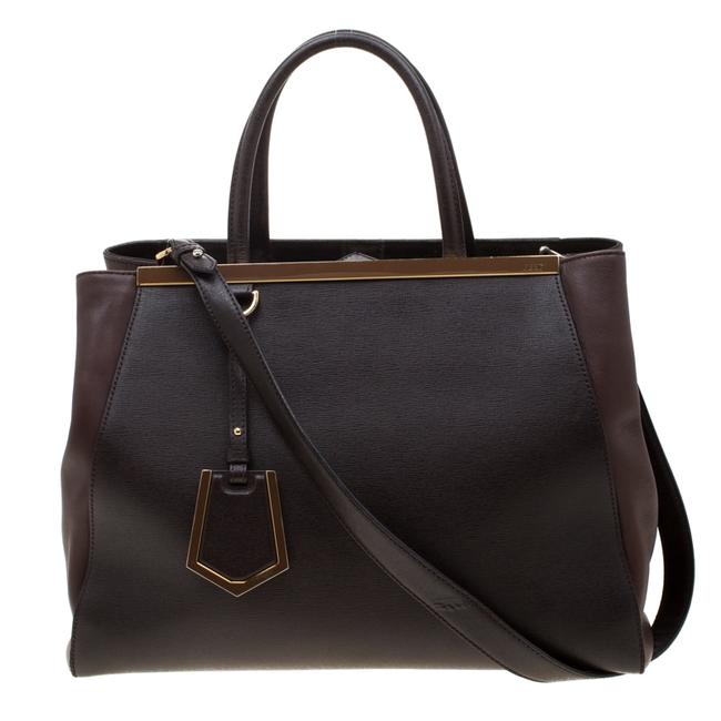 Fendi Dark Medium 2jours Brown Leather Tote 
