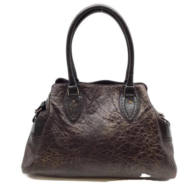 Fendi Distressed BrownGold Leather Tote 