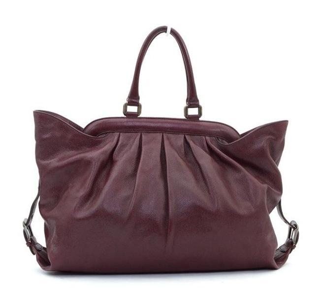 Fendi Doctor Vitello Buckle Burgundy Leather Tote 
