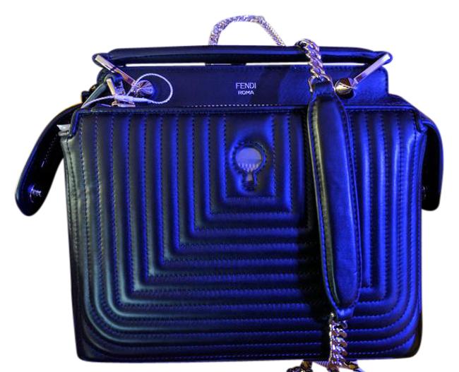 Fendi Dotcom Click Black Leather Shoulder Bag 