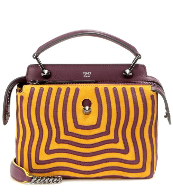 Fendi Dotcom Click Yellow Suede Leather Shoulder Bag 