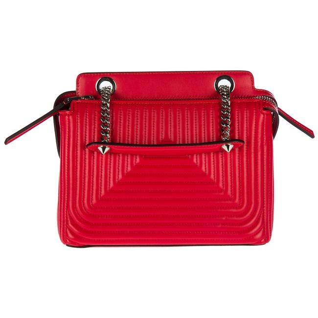 Fendi Dotcom Red Calfskin Leather Shoulder Bag 