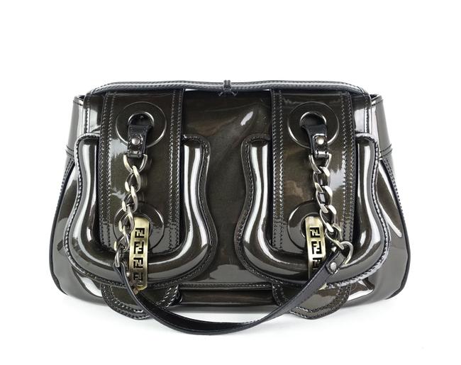 Fendi Double B Buckle Black Patent Leather Shoulder Bag 