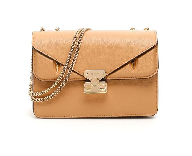 Fendi Double Flap Cr New Beige Leather Shoulder Bag 