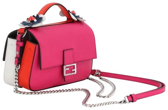 Fendi Double White Pink Leather Baguette 