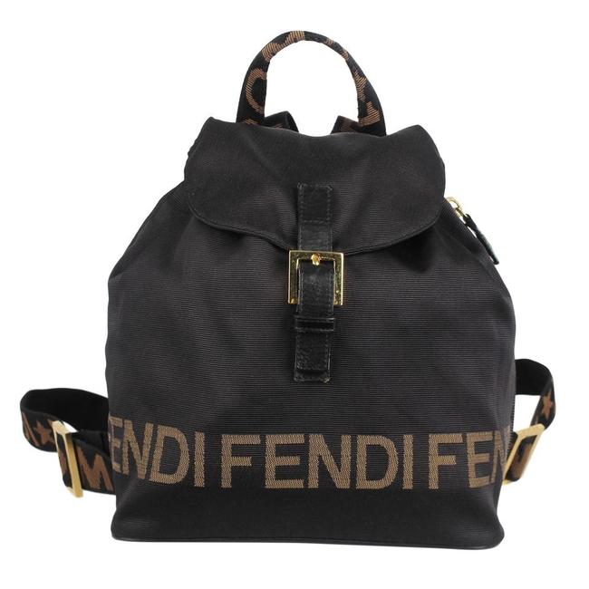 Fendi Drawstring 7731 Black Nylon Backpack 