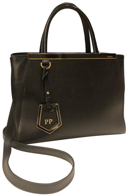 Fendi Du Jour Handbag Unique Black Leather Tote 