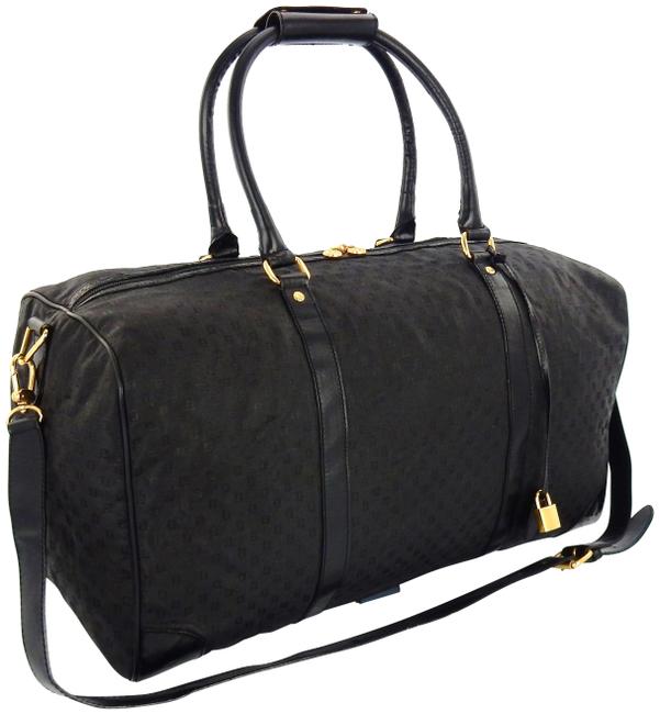 Fendi Duffel Black Canvas and Leather WeekendTravel Bag 