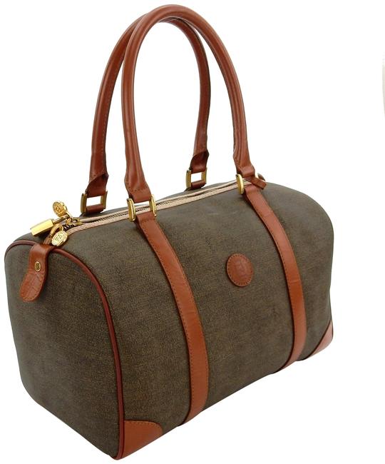 Fendi Duffel Brown Canvas Leather WeekendTravel Bag 