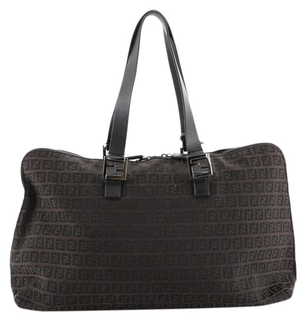Fendi Duffle Bag Vintage Zip Around Zucca Large Brown Canvas Tote 