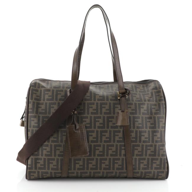 Fendi Duffle Convertible Zucca Coated Large Brown Canvas WeekendTravel Bag 
