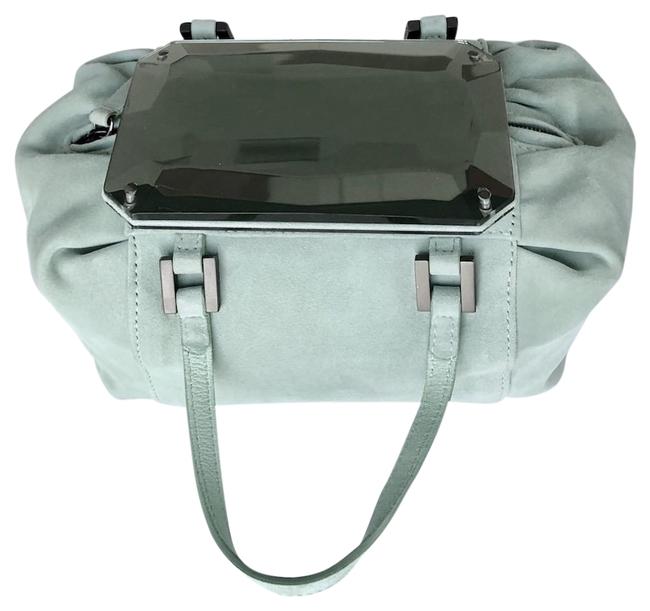 Fendi Duffle Handbag with Mirrored Jewel Top Mint Suede Tote 