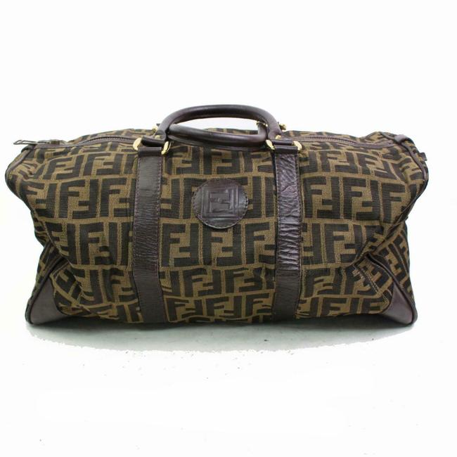 Fendi Duffle Monogram Ff Zucca Boston 870744 Brown Nylon WeekendTravel Bag 