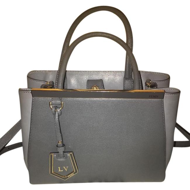 Fendi Elite Calfskin Handbag Gray Leather Tote 