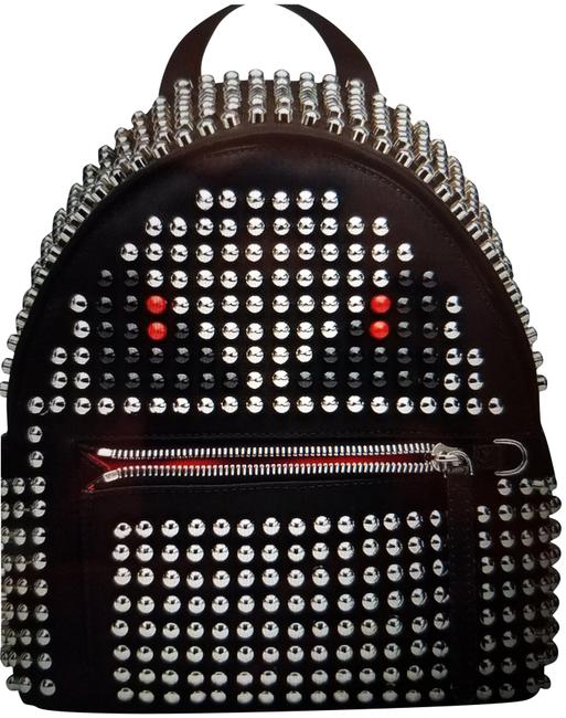 Fendi Epic Monster Black Metal Studs Mesh Backpack 