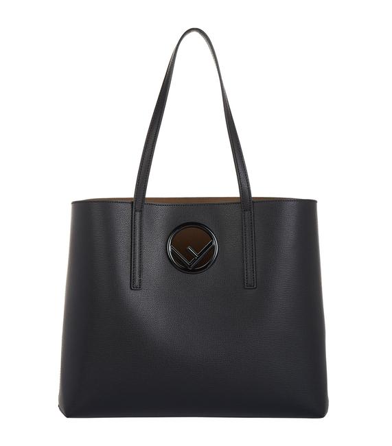Fendi 'f Is Logo Shopper Black Leather Tote 