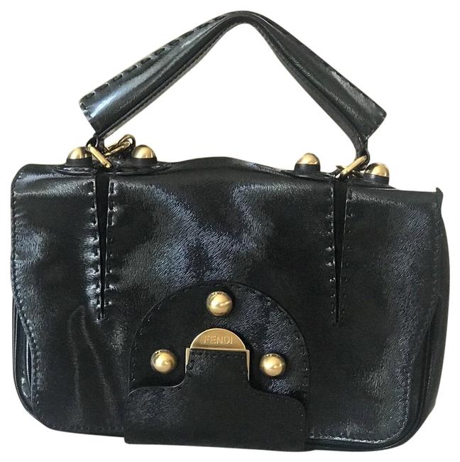 Fendi F3 Secret Code Black Patent Leather Baguette 