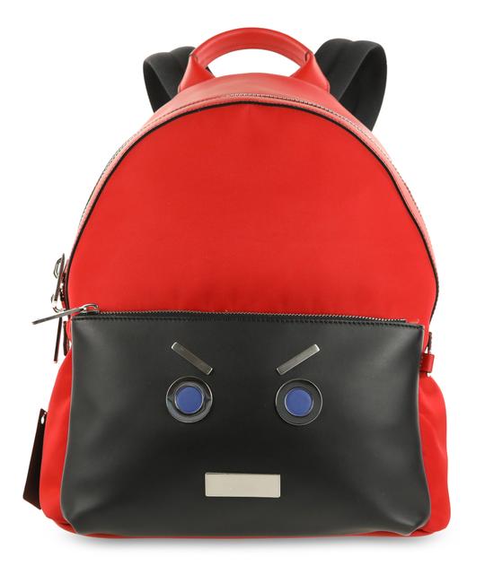 Fendi Faces Red Canvas Backpack 