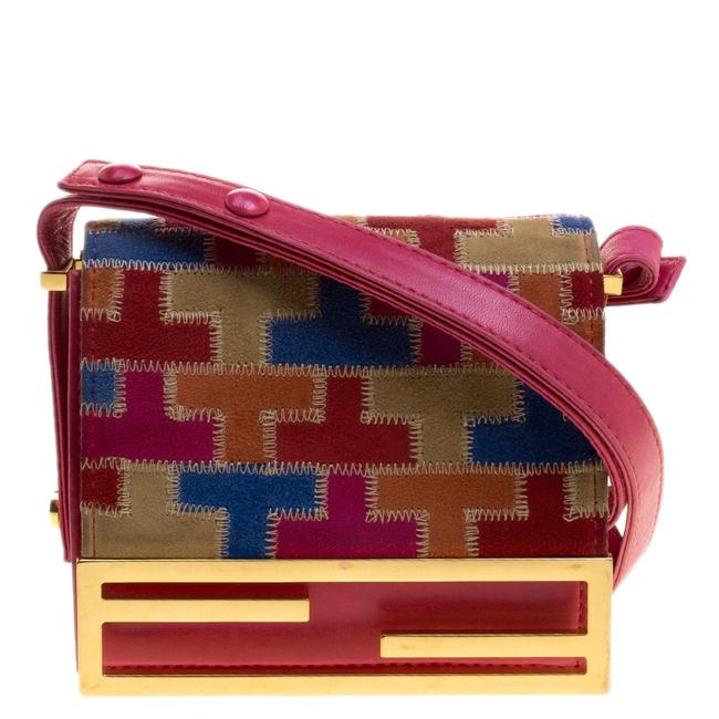 Fendi Fendissime Pink Suede Leather Shoulder Bag 