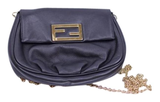 Fendi Fenidista Pouchette Black Leather Shoulder Bag 