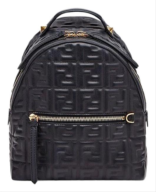 Fendi Ff Black Lambskin Leather Backpack 
