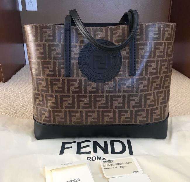 Fendi Ff BrownBlack Coated Canvas Tote 