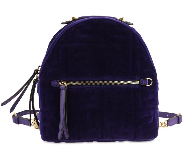 Fendi Ff Embossed Mini Purple Velvet Backpack 