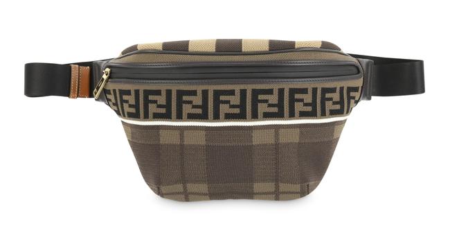Fendi Belt Ff Knit Brown Canvas Shoulder Bag 