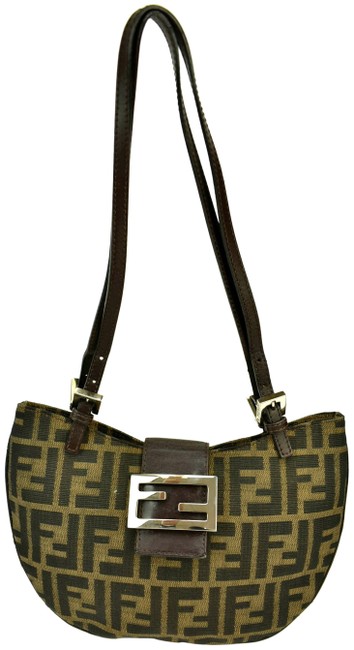 Fendi "Ff" Logo G Zucca Brown Jacquard Shoulder Bag 