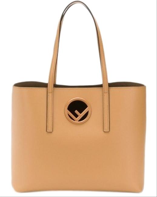 Fendi Ff Logo Shopper Leather Tote 