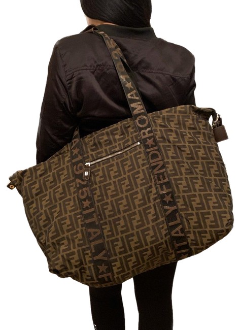 Fendi Ff Monogram Duffel Zucca Nylon WeekendTravel Bag 