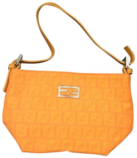 Fendi Ff Monogram Orange Canvas Baguette 